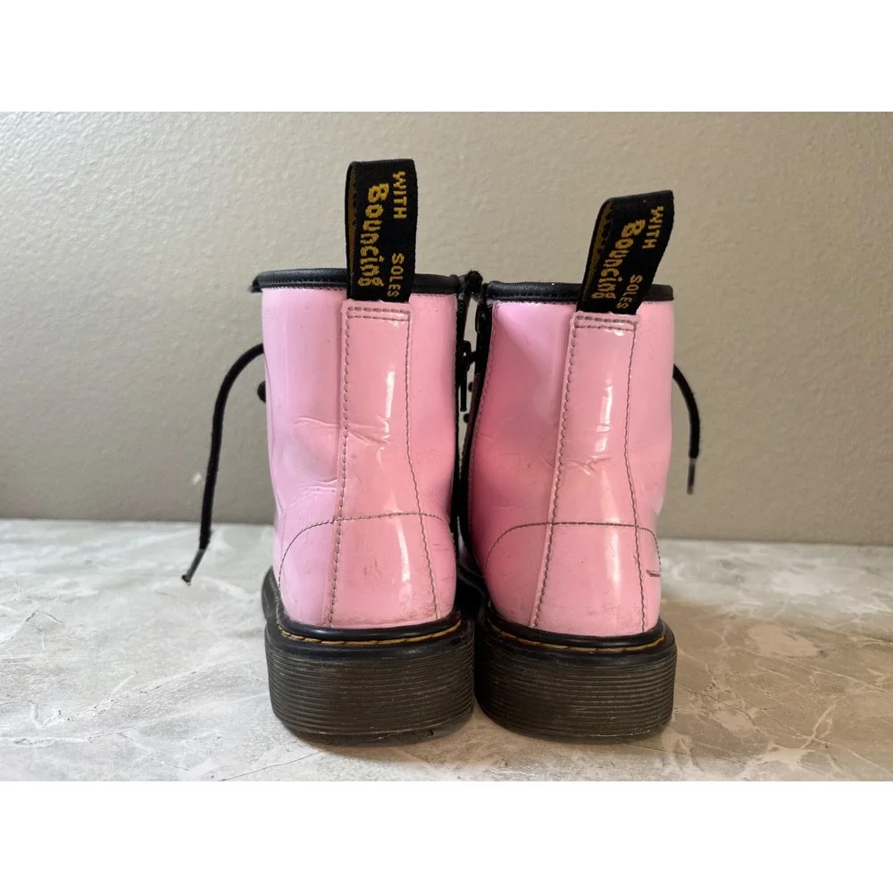 Dr. Martens Kids 1460 J Pink Patent Leather Lace Up Zip Boots Size 3 US